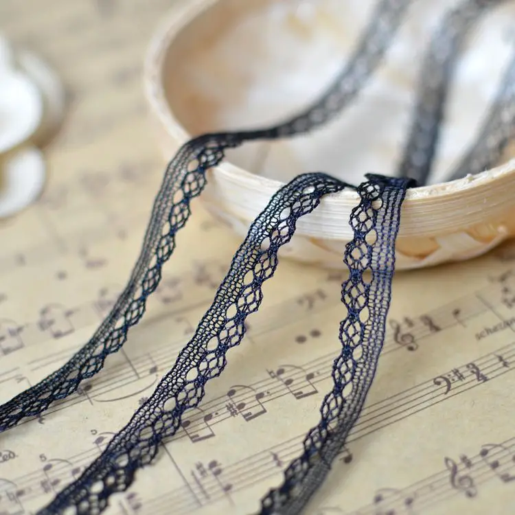 Черное ажурное плетеное полиэфирное кружево шириной 1 см|polyester lace|lace laceblack lace |