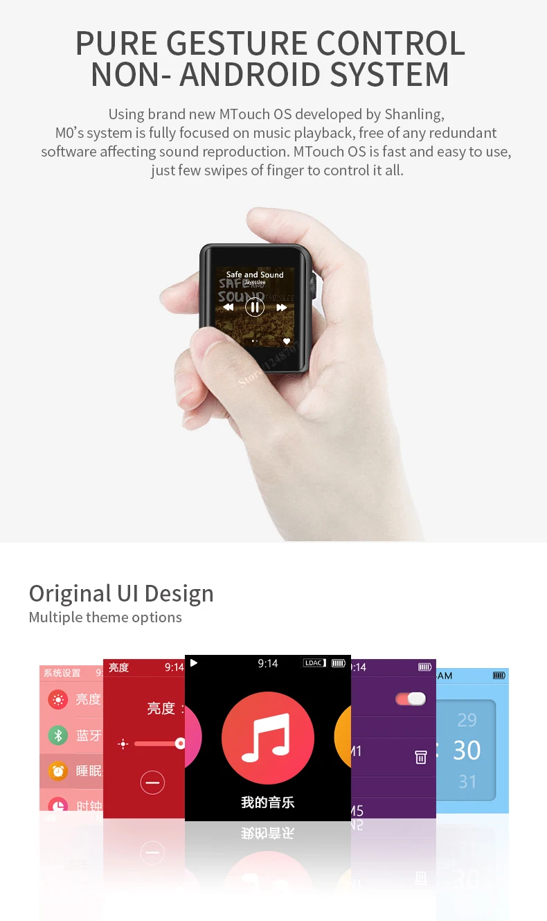 Xiaomi Mijia MP3 Mijia M0 музыкальный плеер мини портативный HD сенсорный экран Bluetooth 4,1 Металл HIFI MP3 Hi-Res портативный плеер
