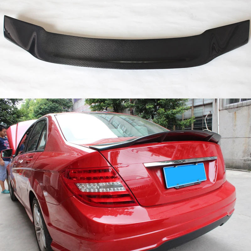 R стиль спойлер из углеродного волокна задний для Mercedes Benz C Class W204 4 Двери Седан C300
