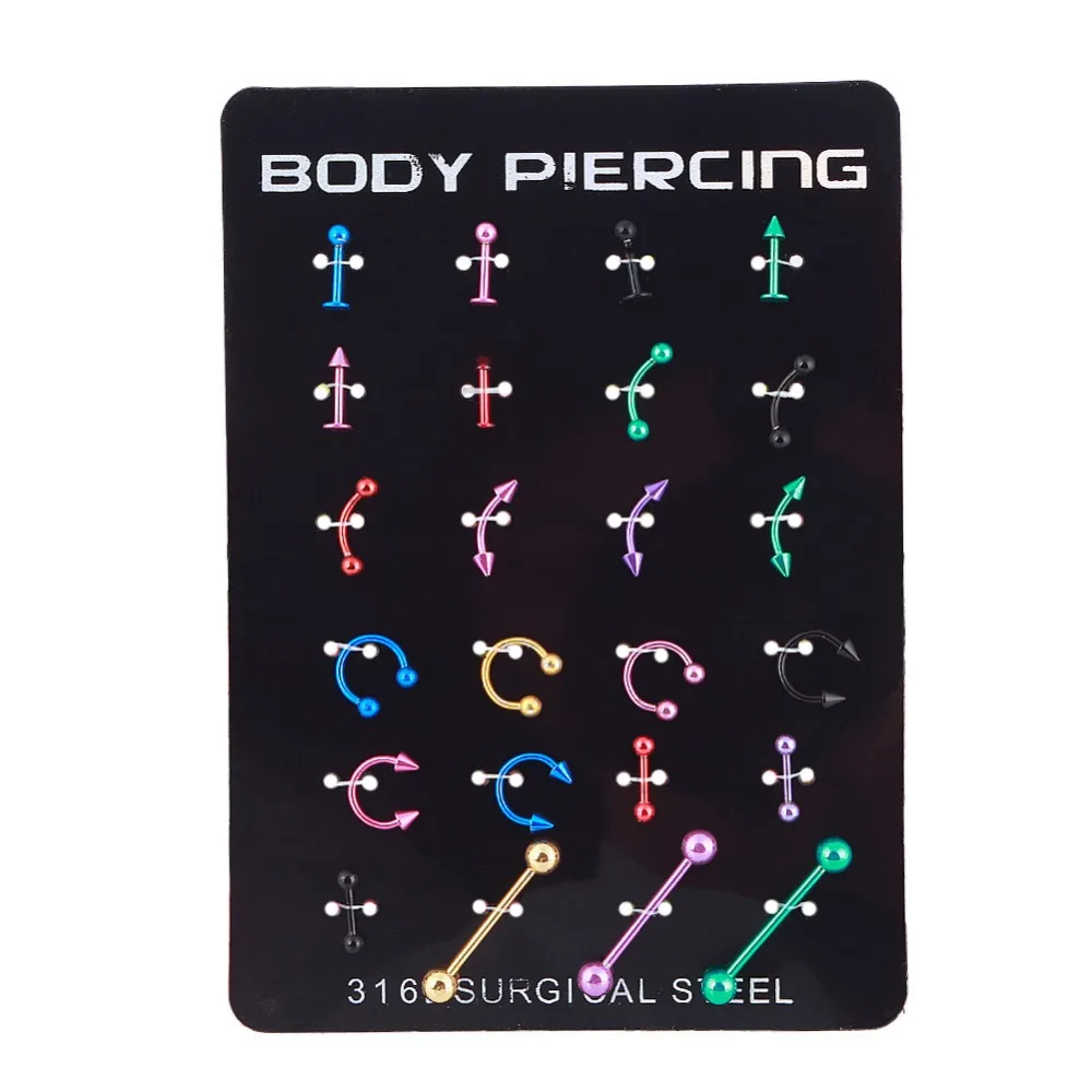 24 шт./компл. хирургический нержавеющий стержень для бровей сосков носа языка ушей