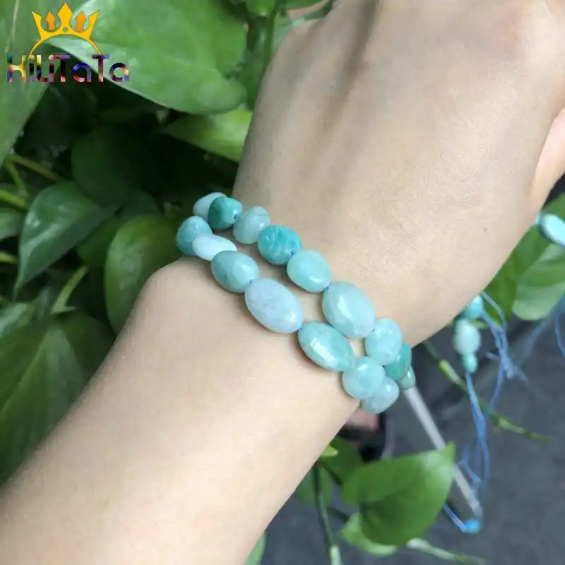 Бусины Из естественный неправильной формы амазонита 8-10 мм синие с отверстием для