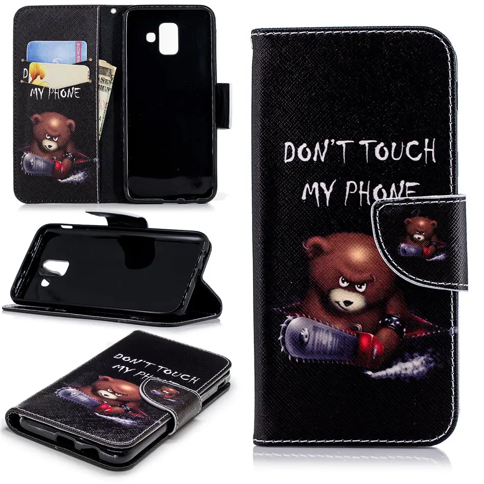 

Luxury Case For Samsung Galaxy M10 S8 S9 S10 S10E A6 A7 A8 J4 J6 Plus 2018 Cute Painted Plum Tree Flip Cover DP07Z