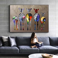 street art graffiti painting abstract zebra canvas paintings on the wall colorful animals art prints pictures for living room