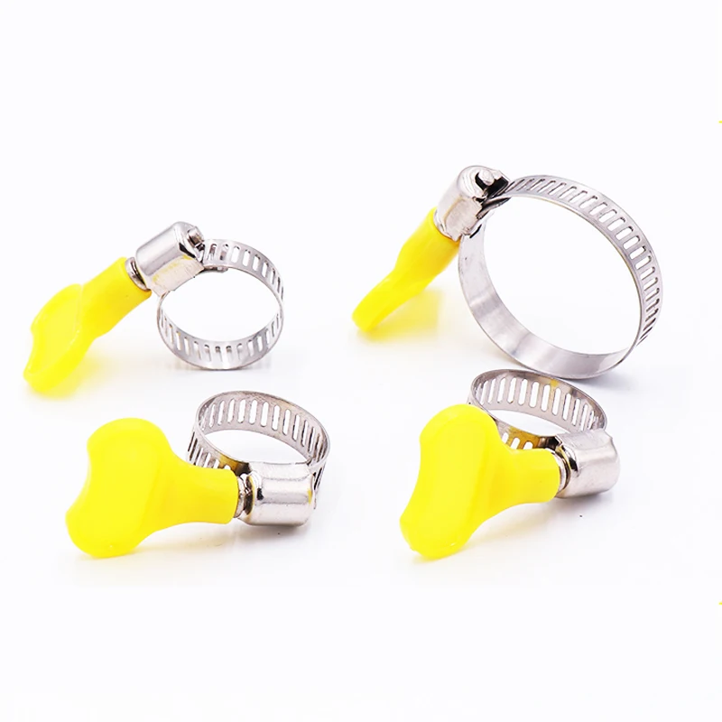 5 Pcs Homebrew Pipe Clamp Fit 6mm O.D ~ 32mm O.D Tube Plastic Handle Stainless Steel Butterfly Hose Clamp images - 6