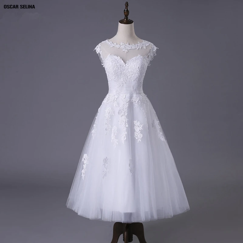 Индивидуальные robe de mariee 2019 Тюль с аппликацией Совок средства ухода за кожей Шеи кепки рукавом линии белое