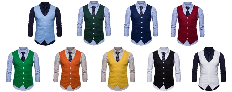 British Style Men Orange Vest Candy Colors Casual Slim V-neck Sleeveless Blazer Cute Waistcoat Plus Size 3xl 4xl Men Suit Vest