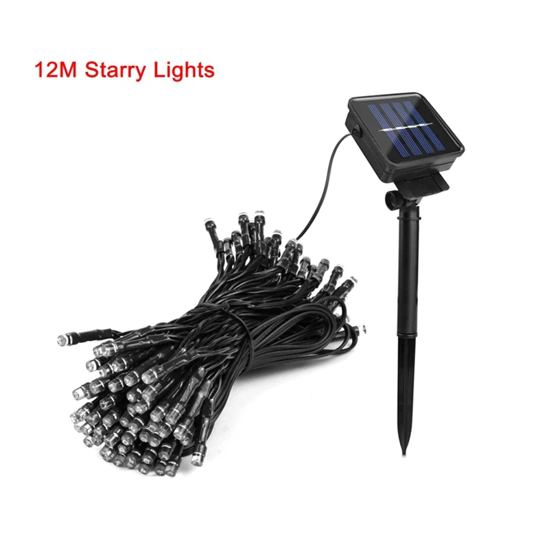 12M Starry Lights Гирлянда солнечная лужайка лампа уличные садовые фонари украшение светодиодный гирлянда Сказочный свет 6 м 10 м 20 м забор заднего двора праздничный Декор огни - Испускаемый цвет: 12M Starry Lights