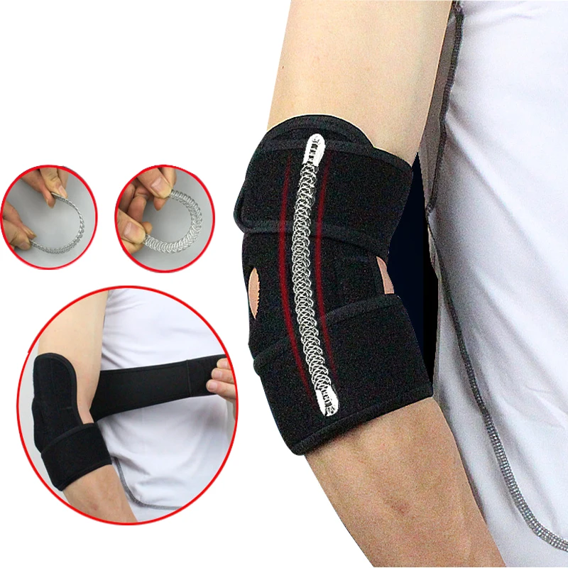 

2pcs/pair Professional Springs Support Adjustable Elbow Pad Sport Safety Protector Arm Sleeve for Fitness Gym Weightlifting Bike