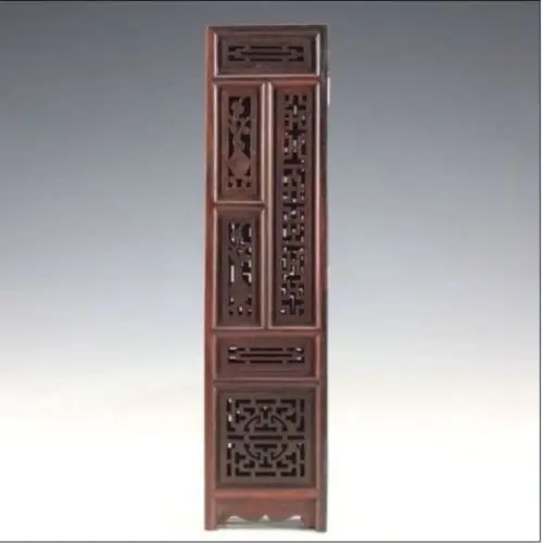 14.89 inch/Hand carved Chinese collection hongshan chicken wings wood folding screen Family table adornment carving crafts |
