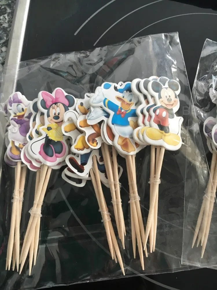 24 шт. свинья Принцесса Микки Маус кекс топпер выбирает Мультфильм Тема baby shower