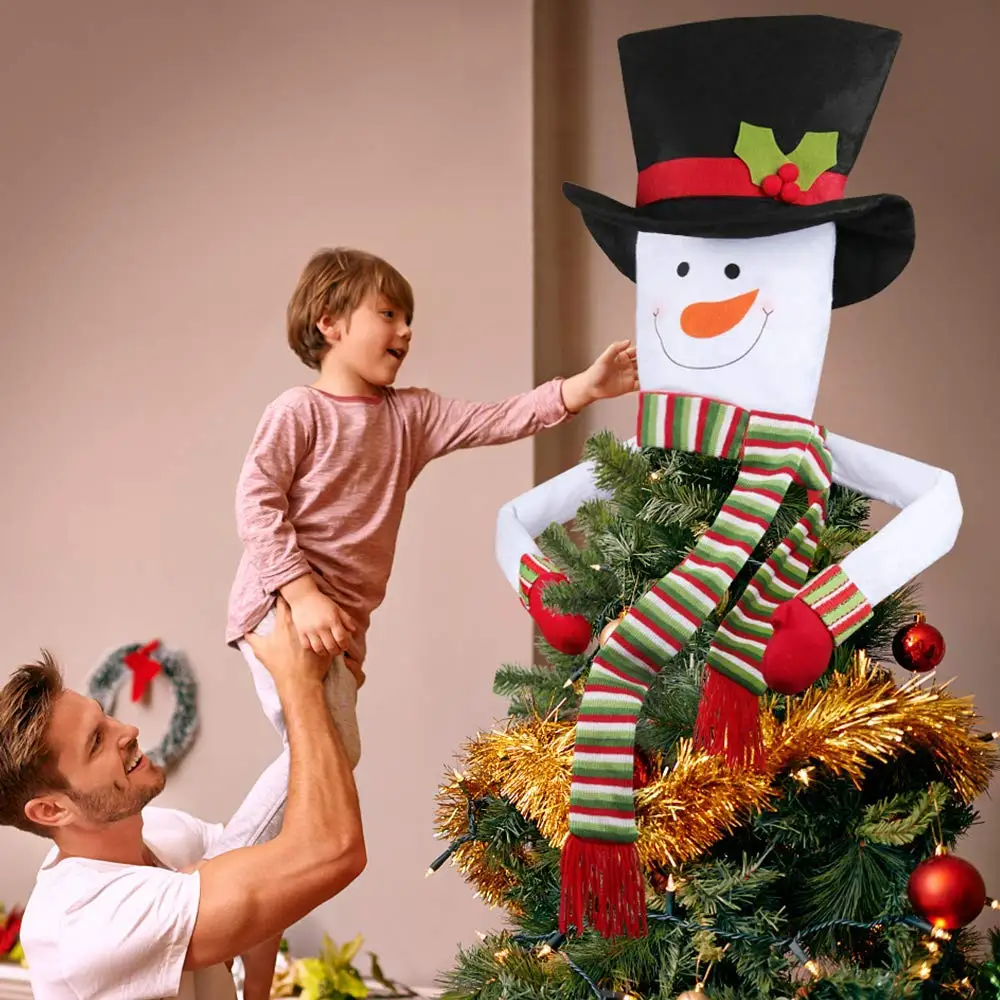 Snowman Christmas Tree Topper Large Top Hat Outdoor Indoor Novelty Decorations Home Decor|Наконечники для елки| |