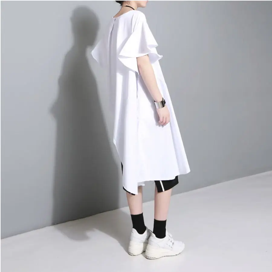 

Summer 2019 New Women's Ruffled Irregular Wavy Stitching Women Large Size Dress