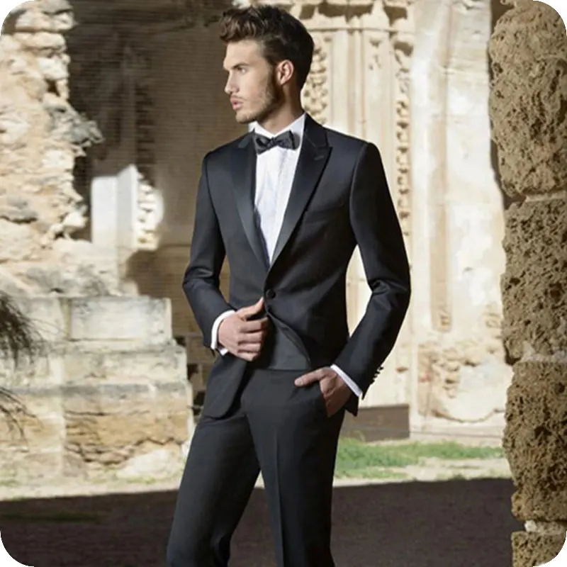 

Latest Coat Pant Designs Italian Black Men Suits for Wedding Suits Man Blazers Peaked Lapel Groom Tuxedos 2Piece Costume Homme