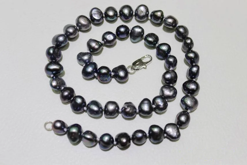 

Wedding Pearl Jewelry Freshwater Pearl Necklace Baroque Black Color 8-9mm Charming Women Gift Jewelry Birthday Party pearls gift