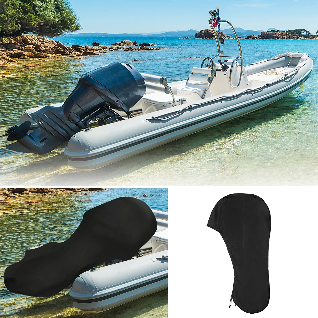 Uxcell 600D оксфордская ткань ПВХ полная крышка мотора для лодок 30 225HP