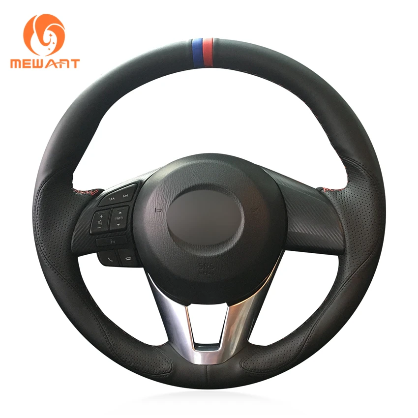 MEWANT черный кожаный чехол рулевого колеса автомобиля для Mazda 3 Axela 2013-2016 6 Atenza 2014-2017 2
