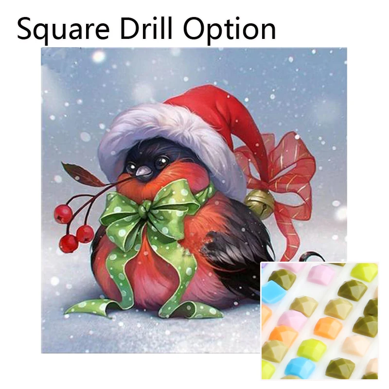 Square Drill GLymg Стразы Вышивка 5D бриллиантовый рисунок Рождество птица Алмазная мозаика подарок Diy алмаз для алмазной вышивки Настенный декор - Цвет: Square Drill