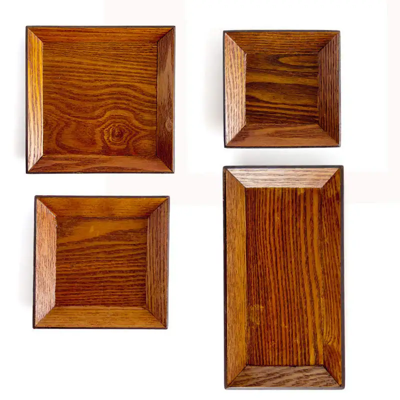 

Wooden Plate Dish Square Eco-Friendly Snack Dried Fruit Dessert Sushi Cake Tableware Home Dinner Restaurant Use 4 Sizes 1 PC
