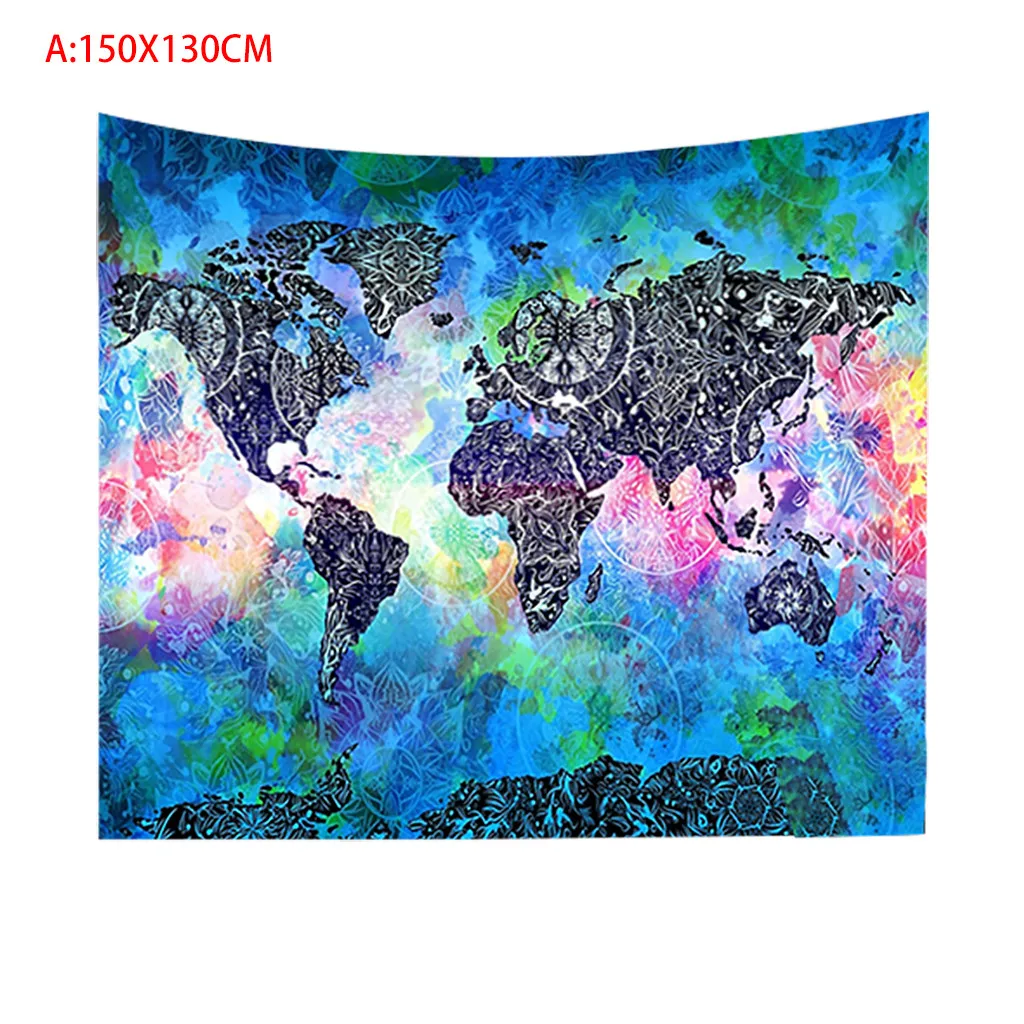 Grotesque World Map Digital Printing Tapestry Wall Hanging Art Chakra Bless Canvas Blanket Decor M/L | Дом и сад