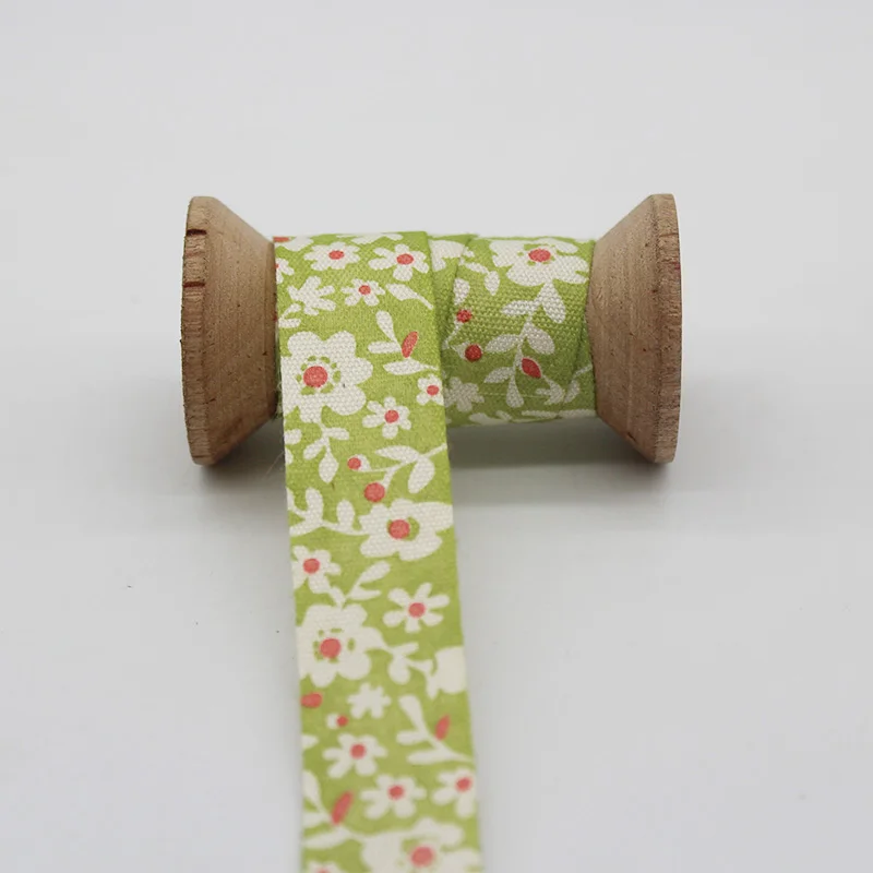 Floral Green 5/8 дюйма, 16 мм, 1,5 см, хлопковые ленты, с принтом, цветные, цветочные, в горошек, с цифрами, вечерние украшения для рукоделия, ручная работа, завернутые - Цвет: Floral Green