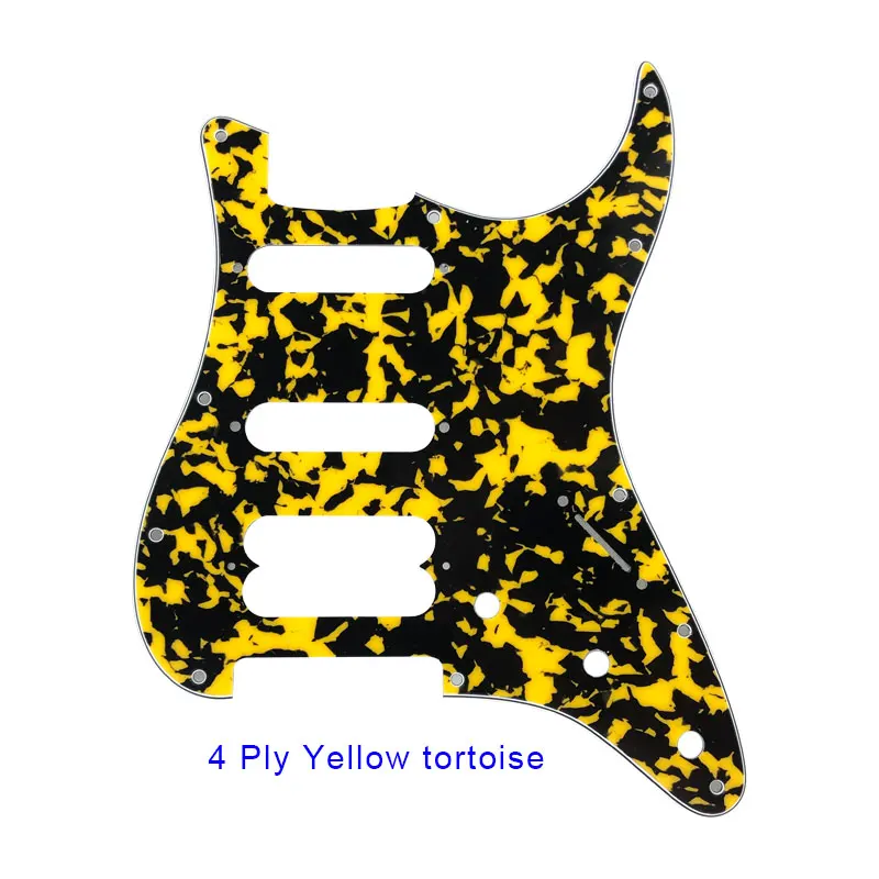 4ply yellow tortoise Pleroo гитарные аксессуары накладки с 11 винтами для Fender Stratocaster плеер хамбакер стандарт ST HSS гитарная пластина для царапин - Цвет: 4ply yellow tortoise