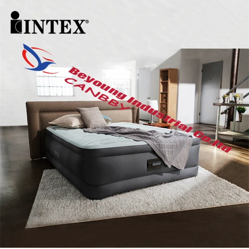 Intex Надувная мебель для гостиной, спальни, роскошный надувной матрас королевского размера, флокированные надувные кровати со встроенным насосом, 220-240 В