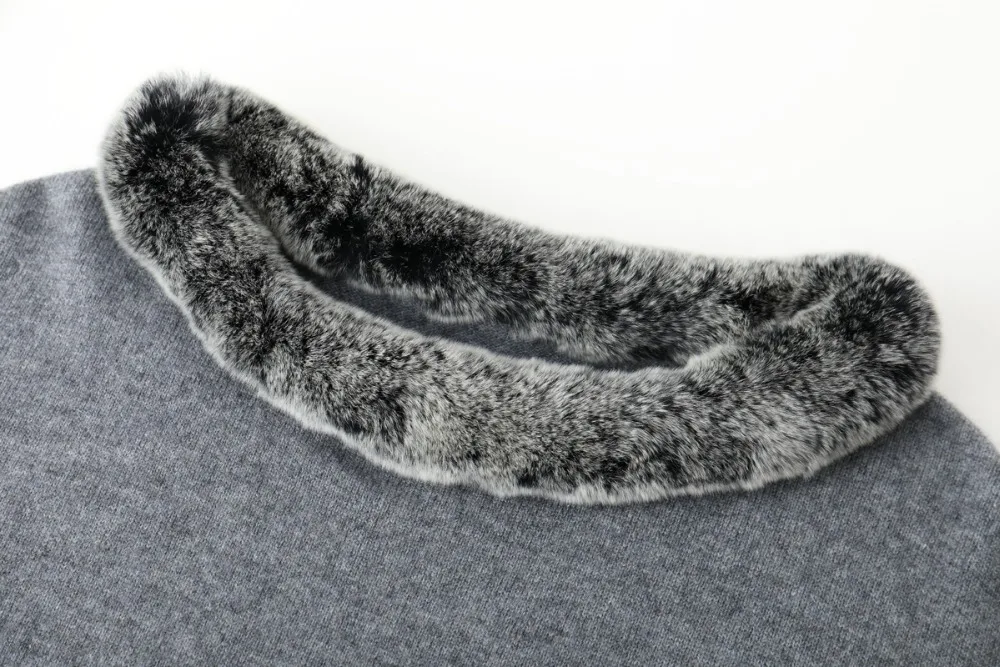 Readit Зима Женское пончо и мыс меховой воротник свитер Для Женщин Осенние вязаные