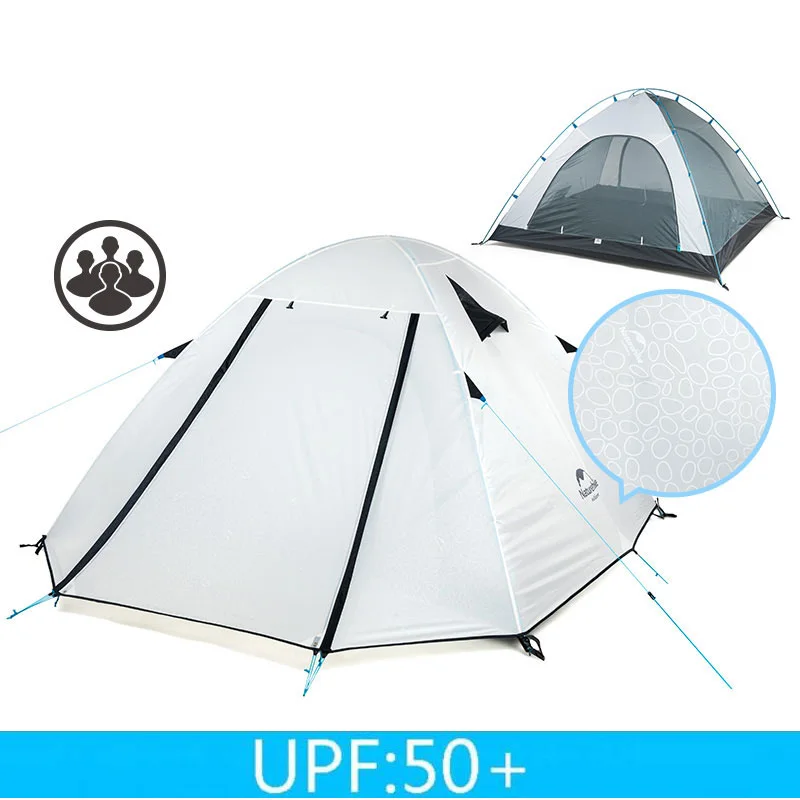 NatureHike P серии классика палатка 210 т ткань для 4 человек NH15Z003-P - Цвет: white UPF50