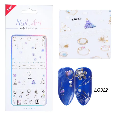 LC322 1 шт Весна 3D наклейки для дизайна ногтей Decoratioins колье с цветочным медальоном Сердце ногтей наклейки Красочные ползунки Маникюр конструкций TRLC313-324 - Цвет: LC322