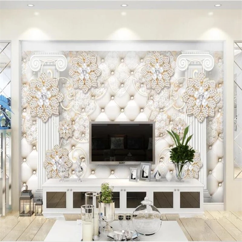 beibehang Custom 3D large wallpaper soft bag Roman column diamond jewelry murals background wall papers home decor 3d | Обустройство