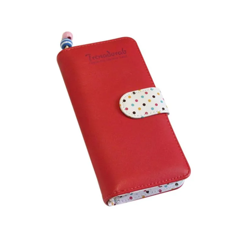 red Valink, Модный женский длинный кошелек, в горошек, кошелек для монет, клатч, держатель для карт, женские кошельки и кошельки, женский кошелек, Portefeuille Femme - Цвет: red