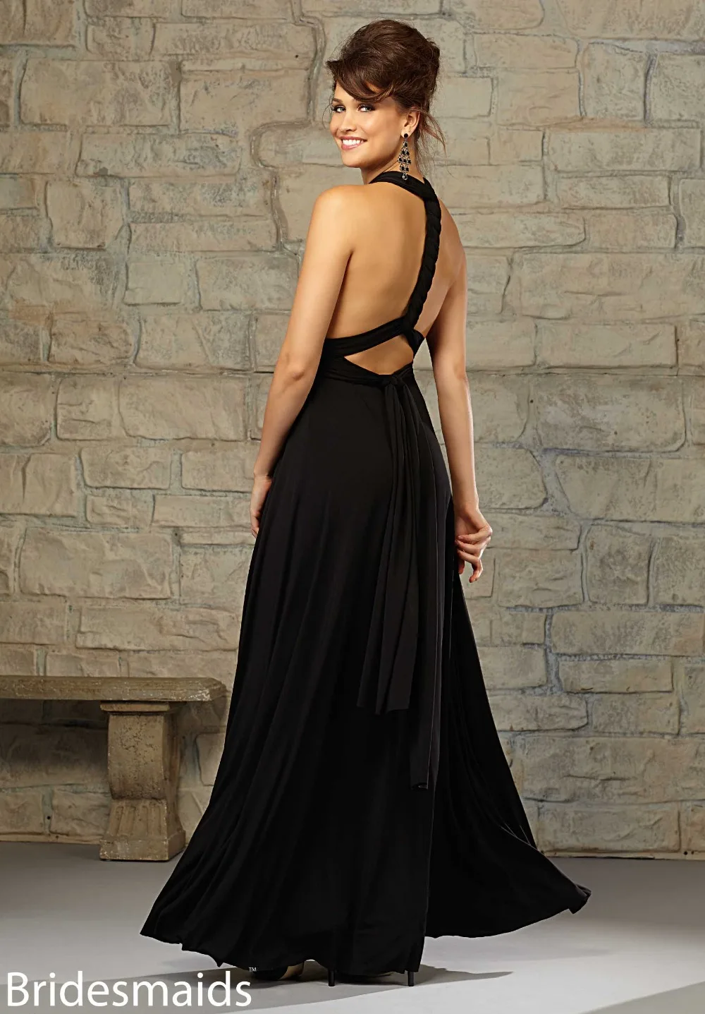 Новое платье с лямкой на шее vestido de madrinha casamento longo черное шифоновое подружки