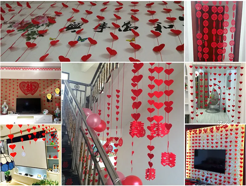 1pcsheart-образный бумажный венок 4 м разноцветный венок Свадебная вечеринка баннер висящий венок душевая дверь украшение 5ZSH282