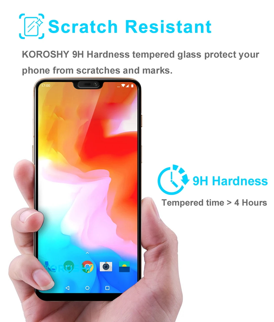 KOROSHY 9H Full Cover Tempered Glass for OnePlus 6 One Plus OnePlus6 1+6 Screen Protector Real 2.5D Toughened Film Black | Мобильные