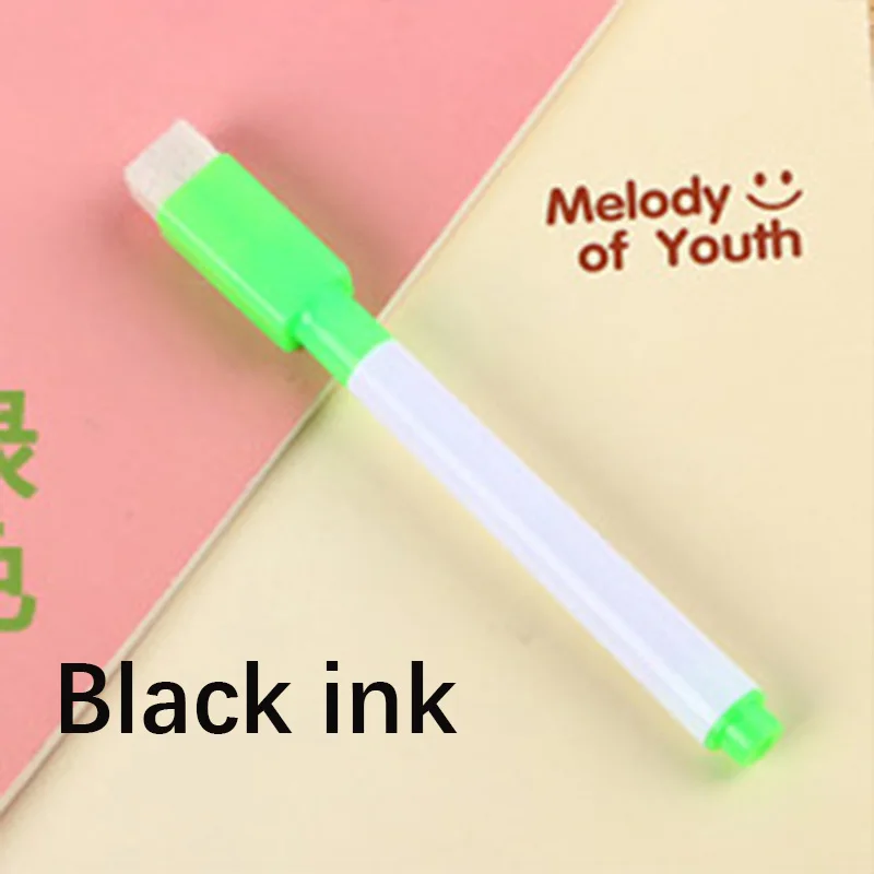 Black ink 2 шт., новинка, 8 цветов, маркеры для белой доски, маркер, тонкие стираемые сухие маркеры для белой доски, экологический ластик, офисные, школьные принадлежности - Цвет: Black ink