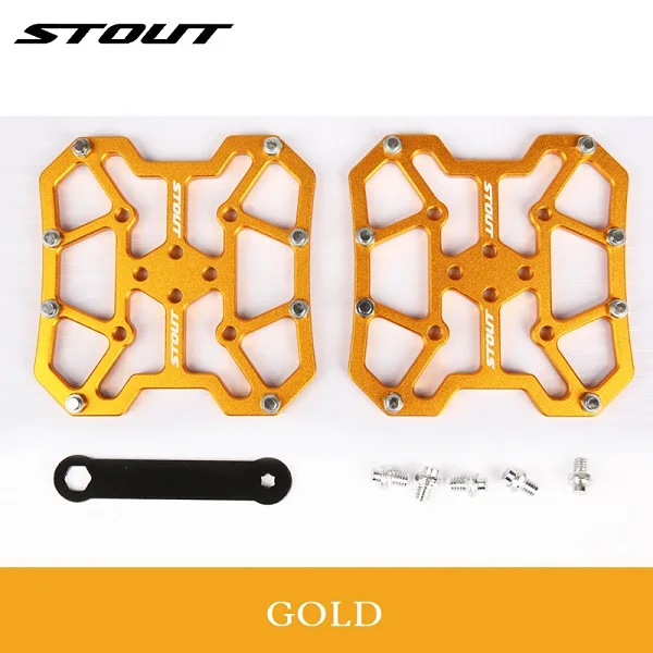 Gold STOUT MTB педали Quick Release адаптер для самоблокирующихся педалей велосипеда без клипса педали платформы адаптеры дорожный велосипед обувь Бутсы - Цвет: Gold