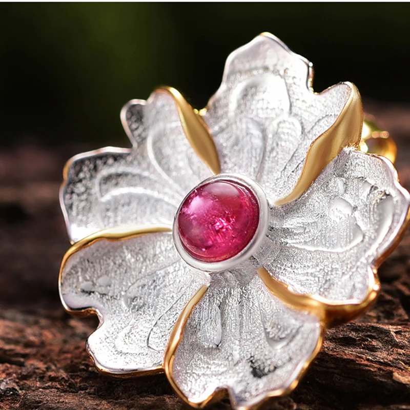 Женские серьги-гвоздики Пион Lotus Fun серьги из серебра 925 пробы с натуральным