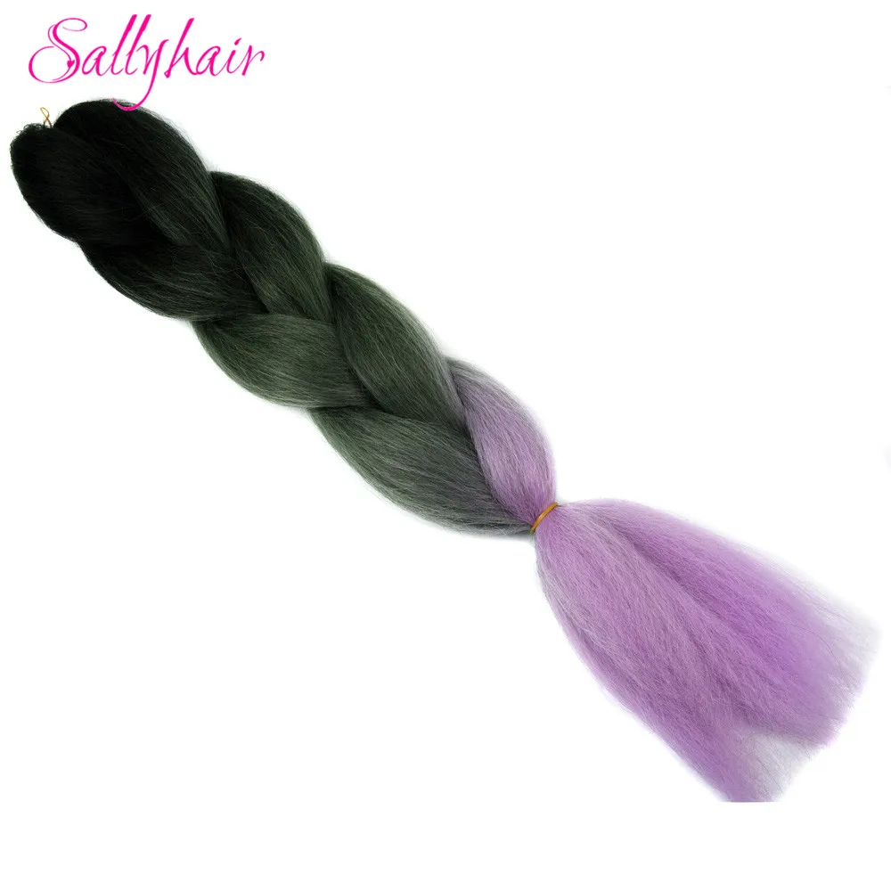 T#27/613 Sallyhair Омбре плетение волос для наращивания 2 тона цвет 1 упаковка 24 дюйма Высокая температура Большие синтетические косы объемные волосы черный - Цвет: T#27/613
