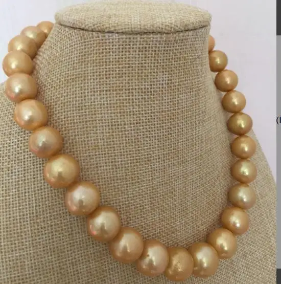 GORGEOUS 14-16mm south sea round gold pearl necklace 18inch 14k | Украшения и аксессуары