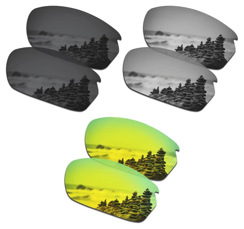 

SmartVLT 3 Pairs Polarized Sunglasses Replacement Lenses for Oakley Carbon Shift Stealth Black and Silver Titanium and 24K Gold