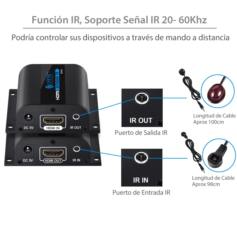 Esynic HDMI удлинитель сигнала до 60 м RJ45 передатчик TX/RX репитер усилитель приемник для