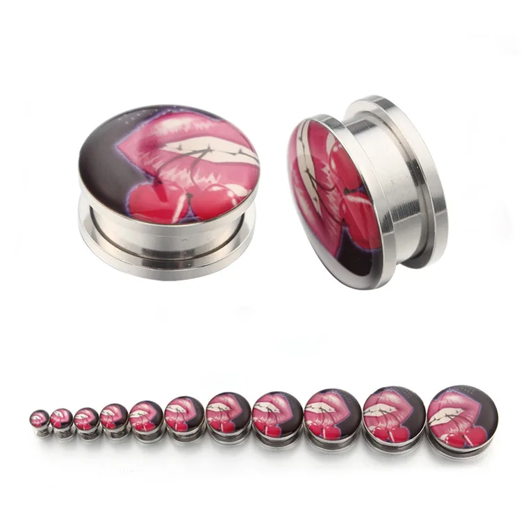2 шт. красные губы и вишня из нержавеющей стали расширители для ушей винты