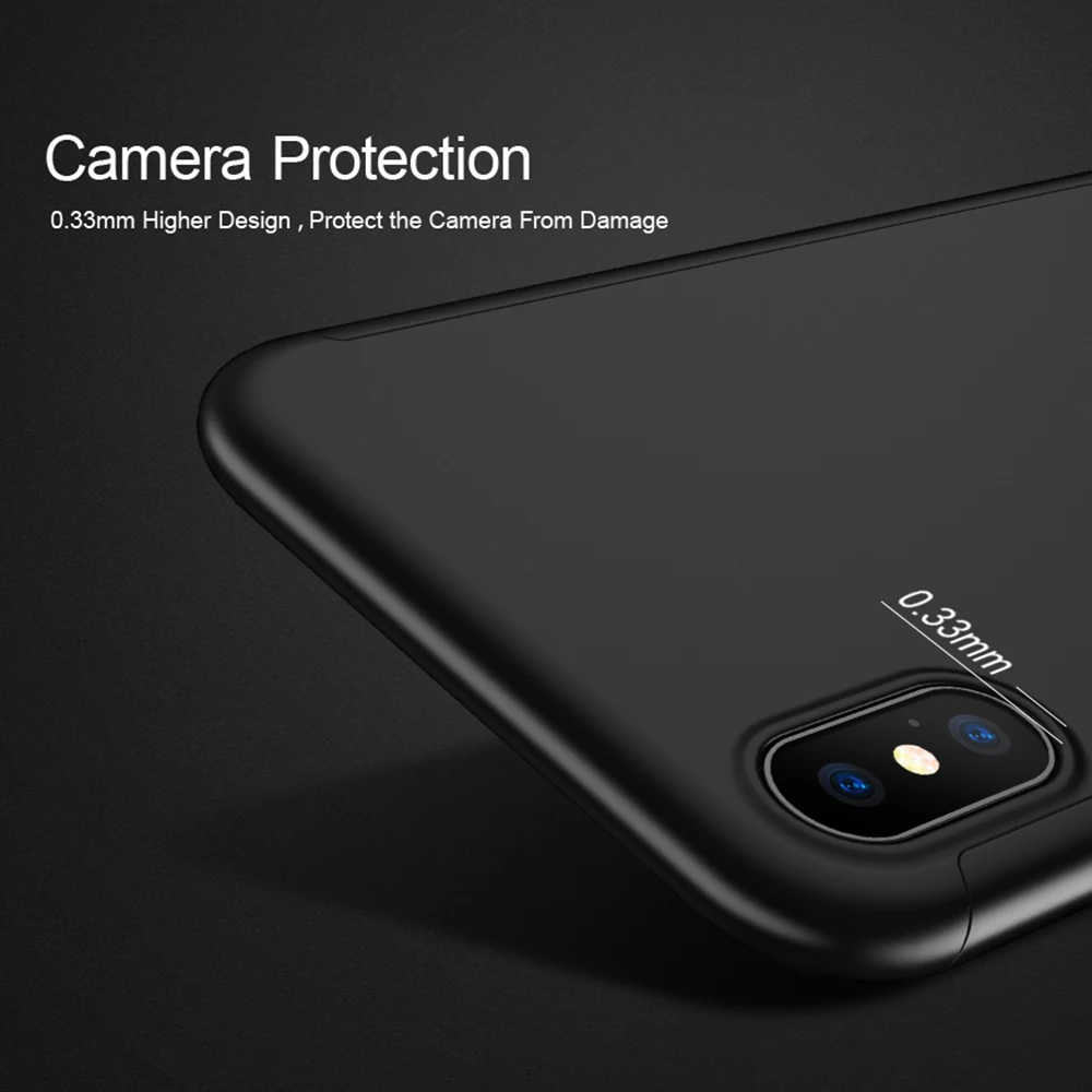 FLOVEME Full Coverage Phone Case For iPhone 7 8 Plus X XS Max XR 360 Protective Cases 5 5S SE 6 6S Hard PC Shell |