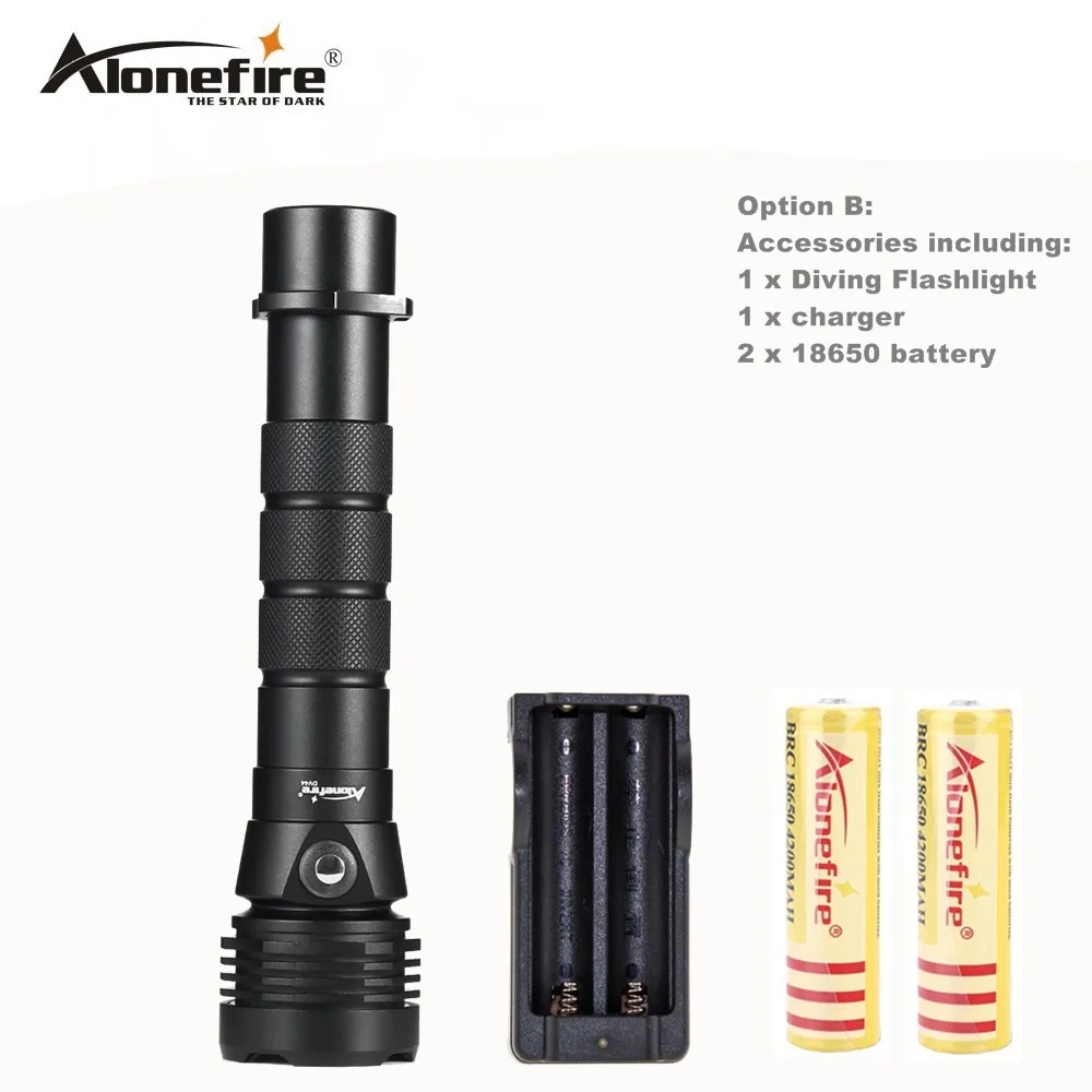 Option B AloneFire DV44 Дайвинг фонарик туры Cree XML L2 светодидный фонарь для дайвинга Водонепроницаемый факел белого и синего цвета 26650 вспышка световой фонарь - Испускаемый цвет: Option B