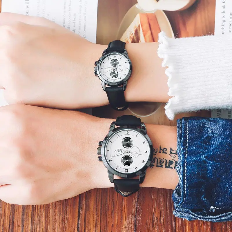 Часы наручные мужские кварцевые с кожаным ремешком модные повседневные