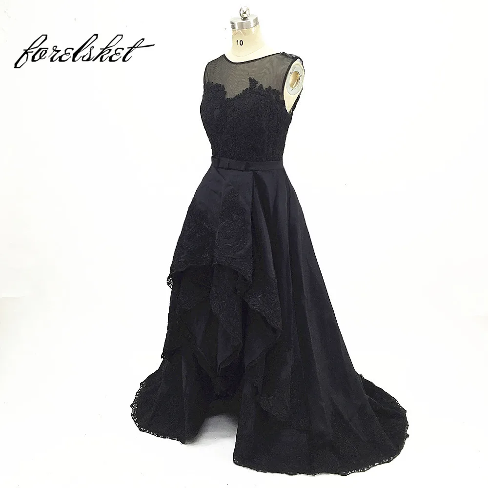 

Кружевное длинное платье с треугольным вырезом, Черное вечернее платье из сатина и тюля для вечеринки, 2020