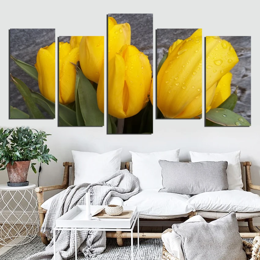 Комплект из 5 современный Книги по искусству цветок холст Картины для кровати