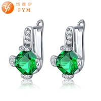 fym brand 7 colors big green square cut aaa cubic zirconia earring for women luxury jewelry sliver color hoop earrings