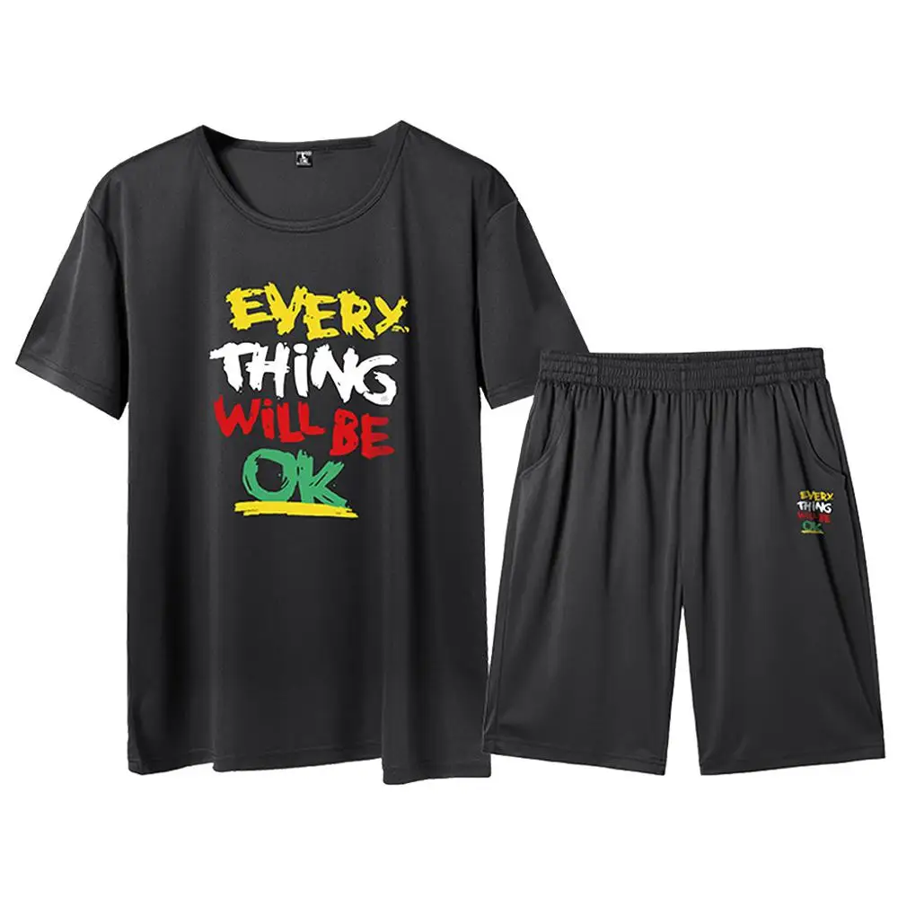 Men's Summer Leisure Fashion Printing Short Sleeve Shorts Fitness Sports Sets | Мужская одежда