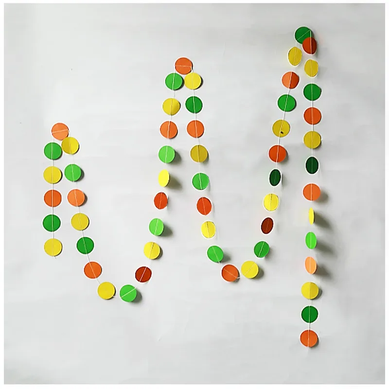 4 шт. м желтая оранжевая Зеленая Круглая гирлянда бумажный домашний декор для дня